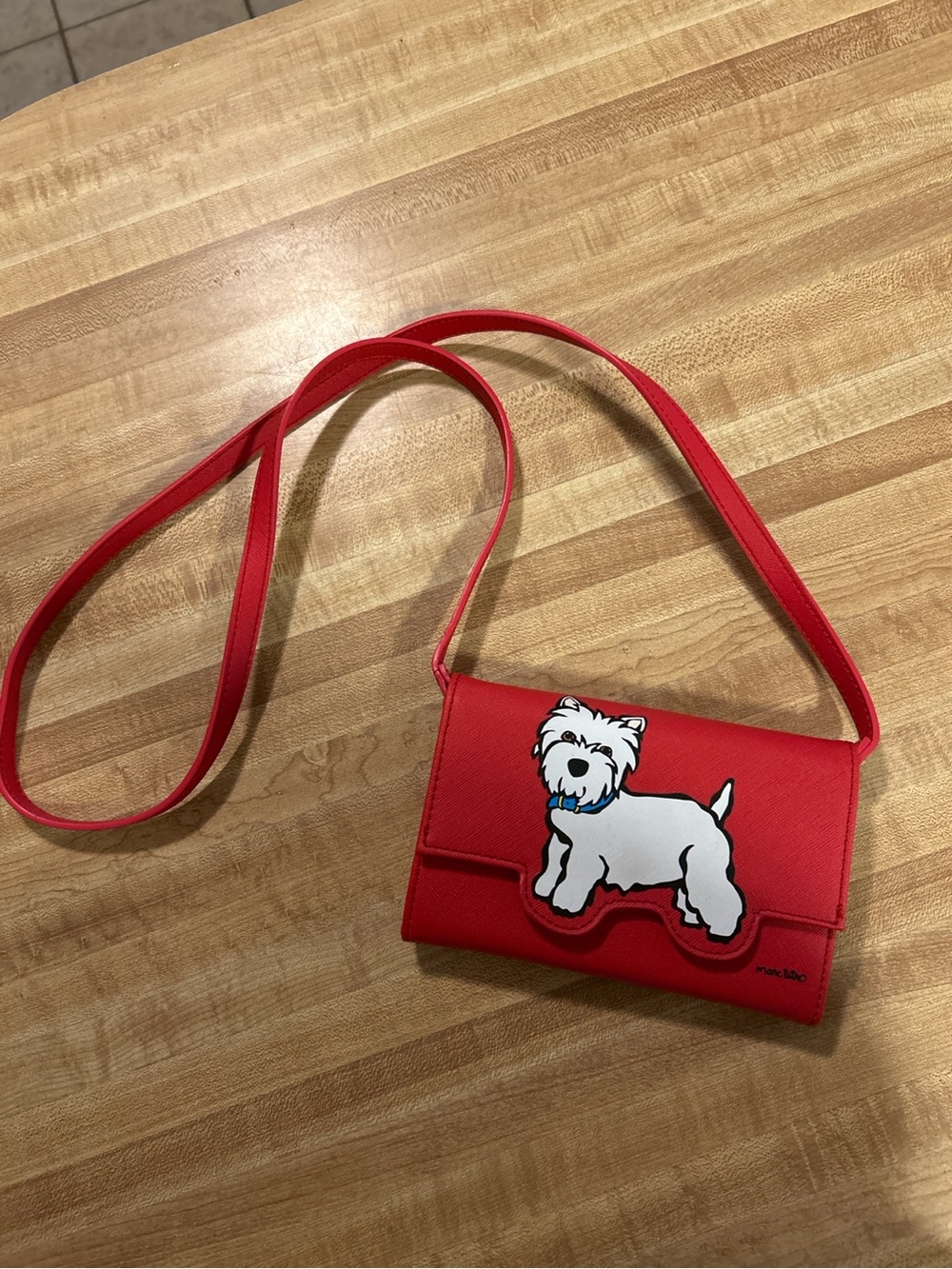 Marc Tetro Westie Dog Red Crossbody Wallet Purse Small Shoulder Bag Novelty